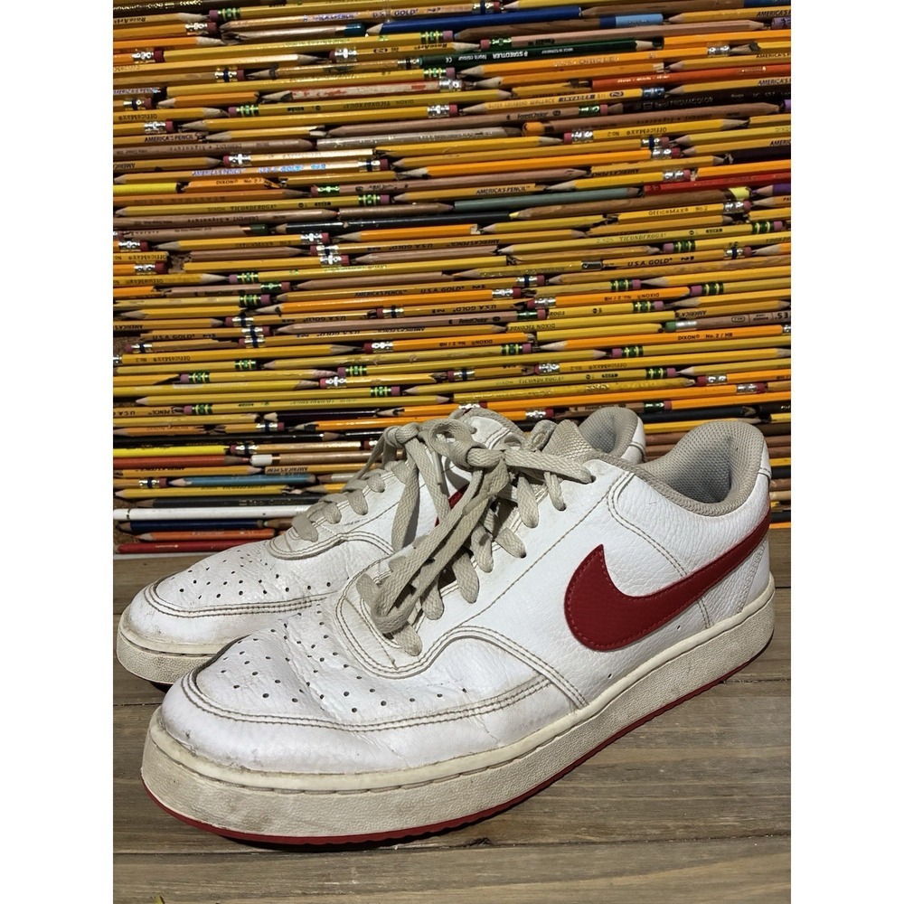 Nike Court Vision Low White University Red Sneakers Mens 10 Athleisure